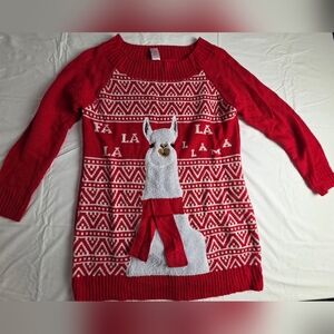 Holiday Time Red Festive Llama Sweater Sz L